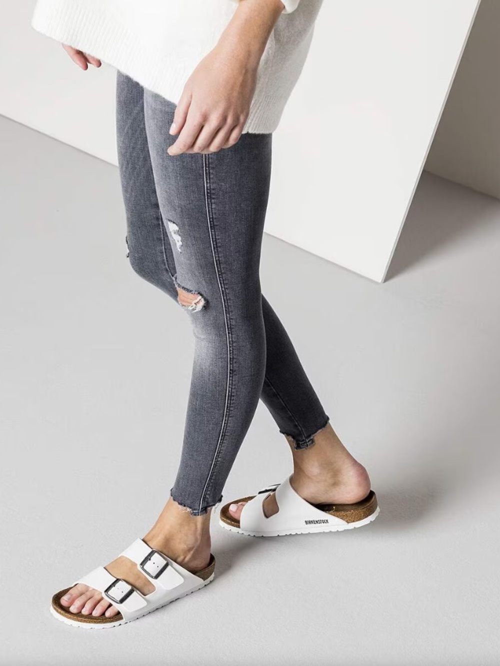 Birkenstock Arizona Birko-Flor Women's White Sandals Sz US 8-8.5/ EU 39